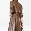 Handmade Genuine Party Wear Fit Brown Women's Casual Lambskin Leather Trench Coat