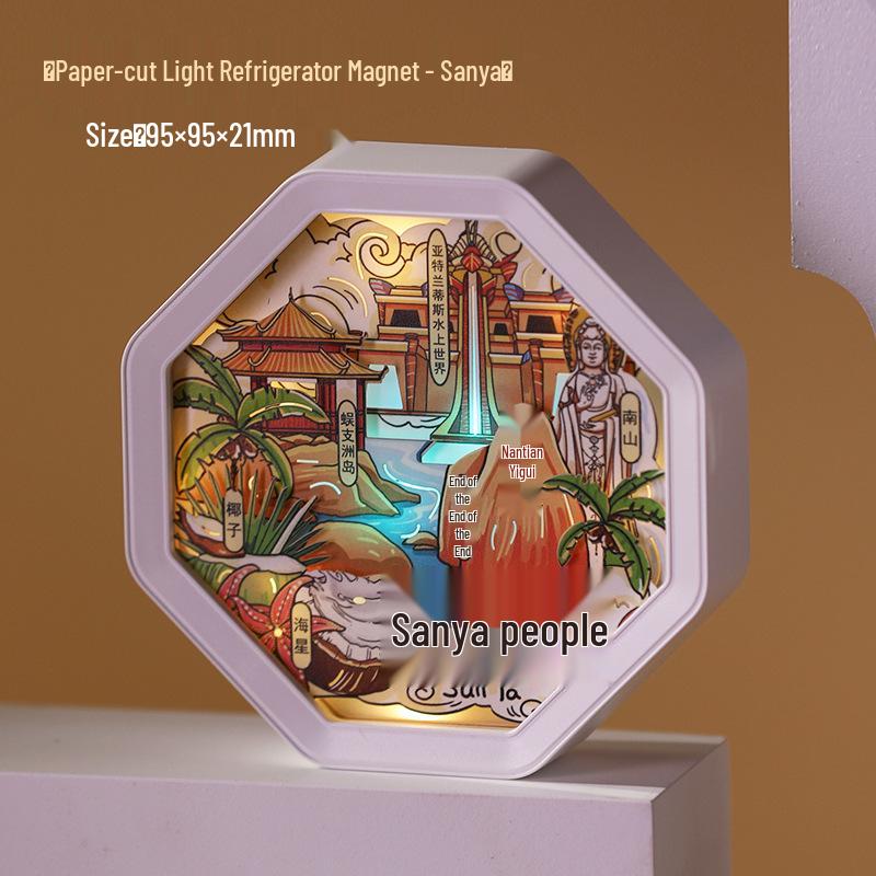 Guochao Paper Sculpture Fridge Magnet Souvenirs for Tourist Attractions