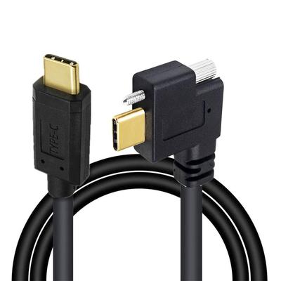 Câble d'extension USB Xiwai Mâle vers Panneau avec Vis à molette unique Angle de 90 Degrés Cordon de données 10 Gbps pour Moniteurs et Disques durs 3.1, Verrou USB-C Type-C,