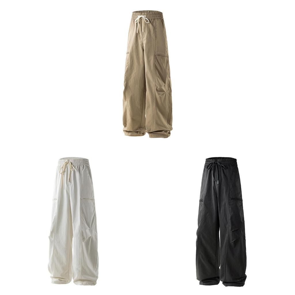 Mens Casual Wide Leg Pants With Drawstring For Streetwear Youth Fashion
