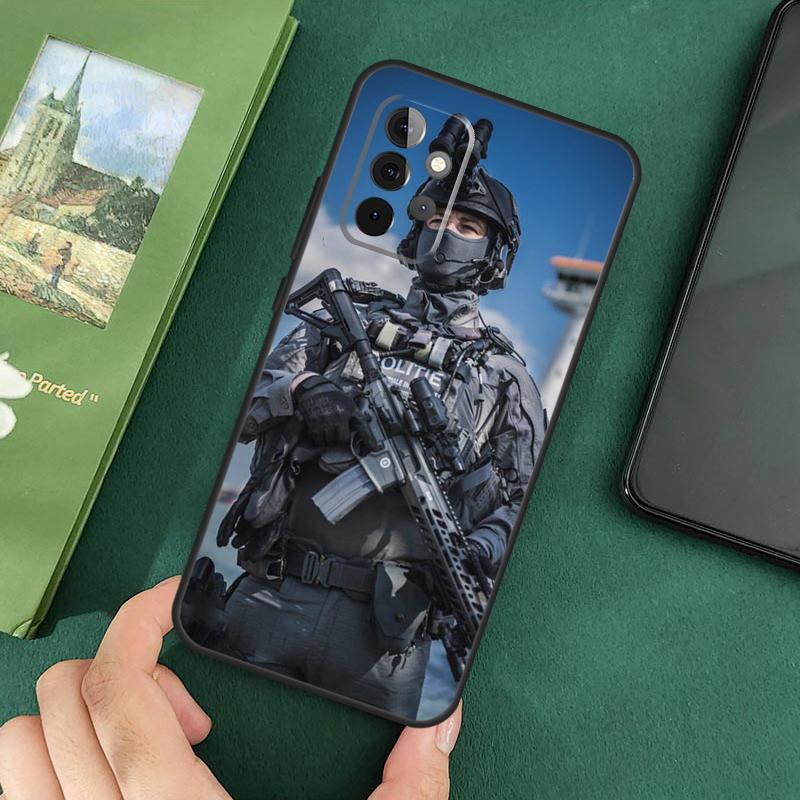 Étui Tactique Motif Swat Pour Samsung Galaxy A16 A05 A06 A55 A35 A15 A53 A33 A13 A22 A32 A52 A14 A34 A54 Housse