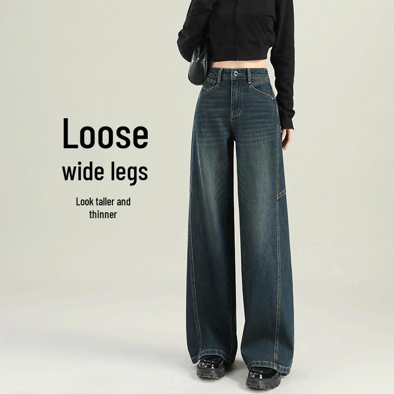 Women s High-Waisted Wide-Leg Jeans: Autumn/Winter 2026 Plus Velvet Thickened Pants 27 (96-105 lbs)