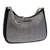 MICHAEL KORS Rhinestone embellished logo zipper closure, calfskin, shoulder handbag, women's black