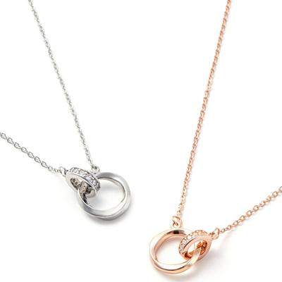 Pair Necklace Made of Material Pair Look Couple Matching Necklace Present S925 No Engraving Type Silver X Pink [Nicoiro] Skin-friendly (Simple - Gold)