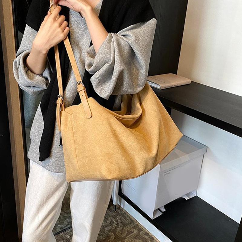 Yogodlns Autumn Winter Big Boston Luxury Designer Tote Soft Matte Suede Leather Women Handbag Female Shoulder Crossbody Bag