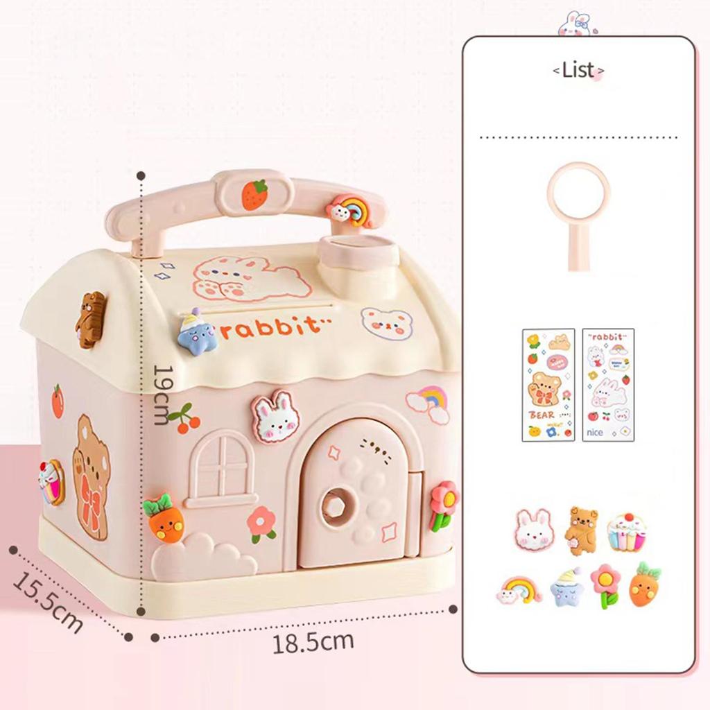 Piggy Bank with DIY Stickers House Money Box with Key Practical Gifts Exquisite House Piggy Bank for Party Favor Festival