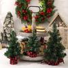 Tabletop Ornament Miniature Christmas Tree with Burlap Base Elegant Small Pine Tree Holiday Season Party Decoration