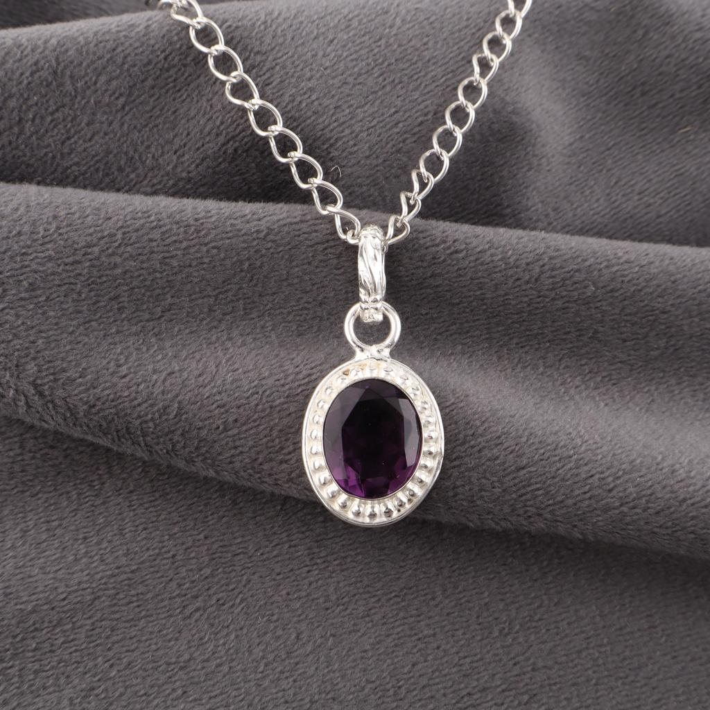 African Amethyst Pendant Gemstone Jewelry, 925 Sterling Silver Pendant, Handmade Jewelry Pendant, Gift For Women