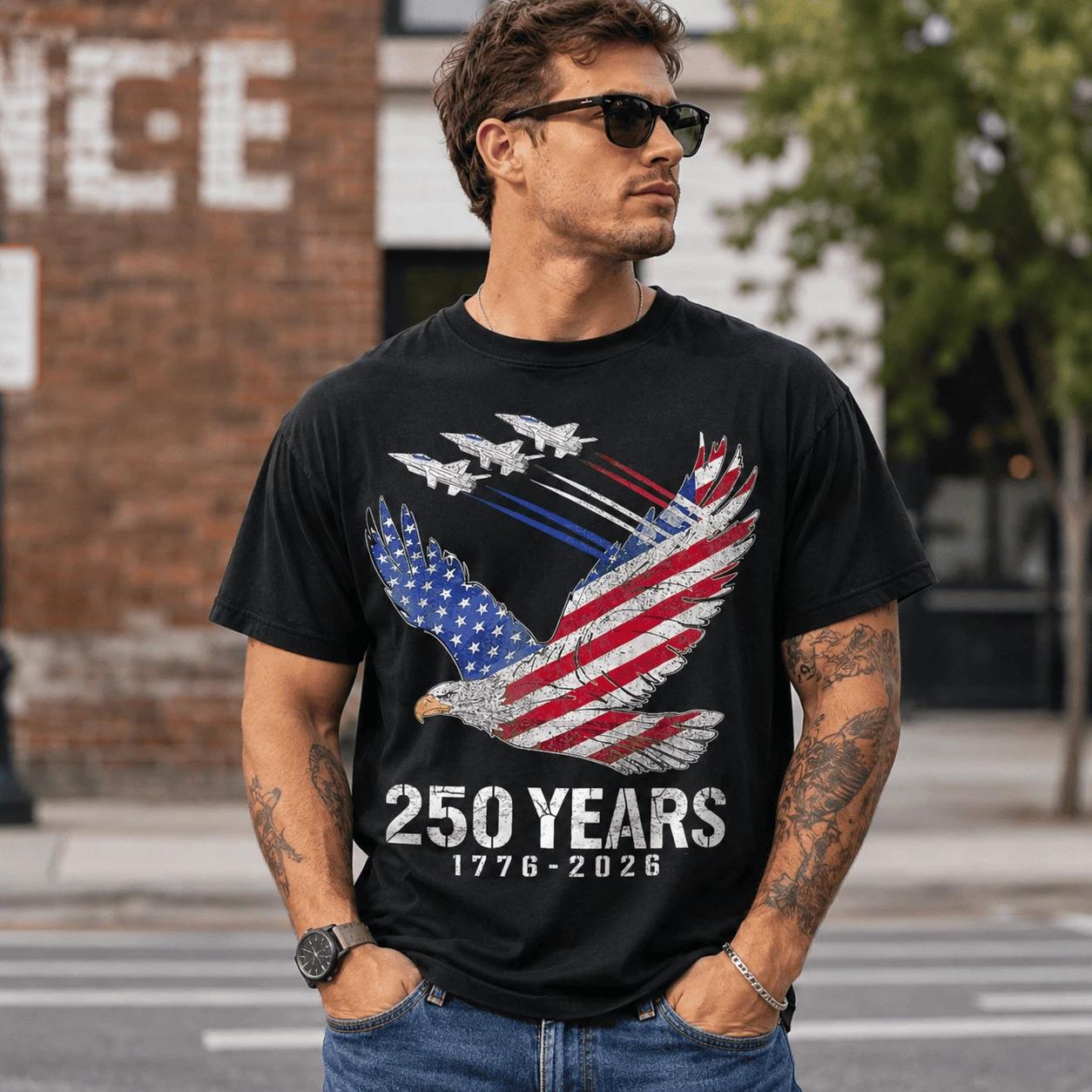 USA 250th Anniversary 1776-2026 Patriotic 4th of July Independence T-Shirt L
