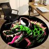 1pc Neon Wolf Head Chair Carpet for Office, Round Non Slip Durable Large Size Office Carpet, Suitable for Office