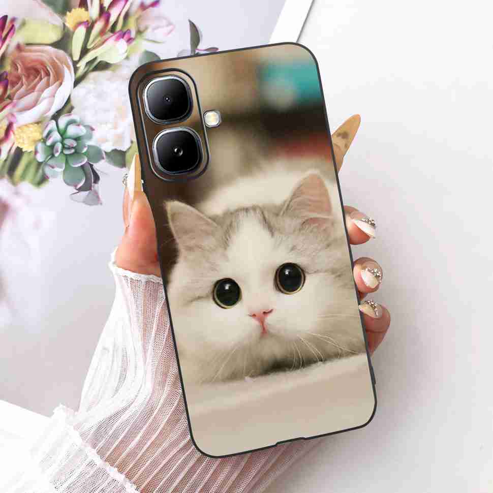 For Infinix Smart 20 4G X6840 X6840B Case Cartoon Cat Dinosaur TPU Black Cover For  Infinix Smart20 smart 20 4G Phone Casing