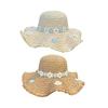 Yousheng Versatile Beach Hat, Lace Tie Straw Sun Hat with Windproof Flower Strap, Lightweight Breathable Summer Travel Hat