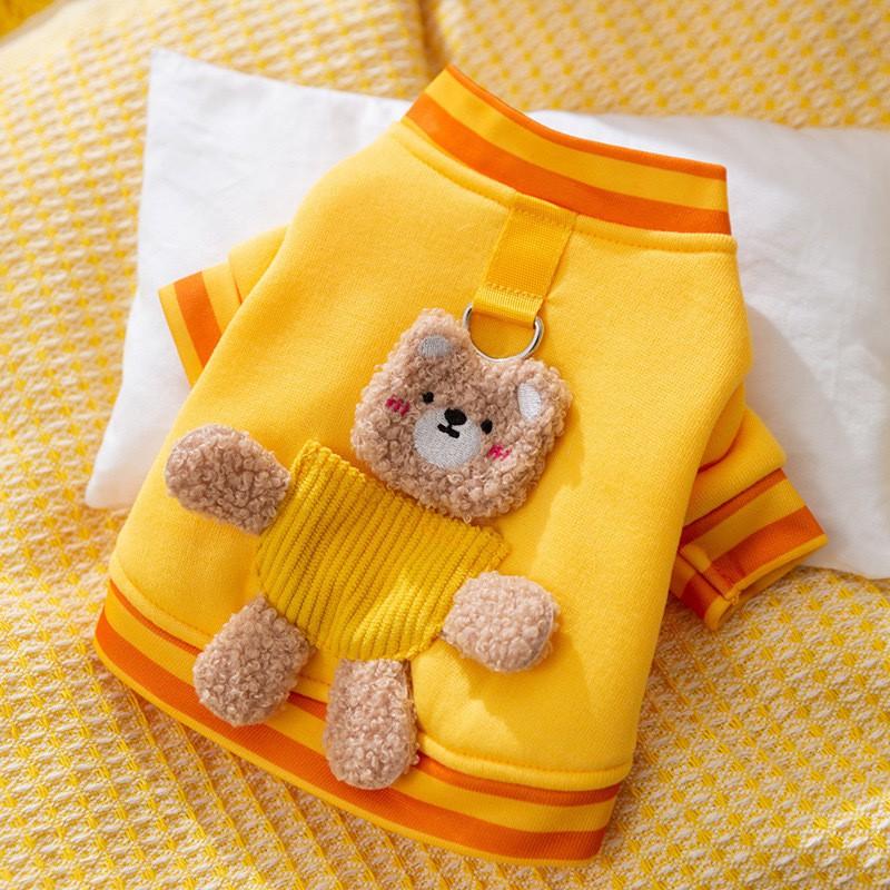 Pet Dog Hoodie Vest With Leash Ring Small Breeds Pomeranian Yorkshire Terrier Teddy Bear Style Winter