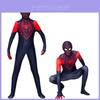 Fantasia de cosplay do Homem-Aranha Miles Morales para adultos e crianças. Macacão de fibra de poliéster com capuz incluso.