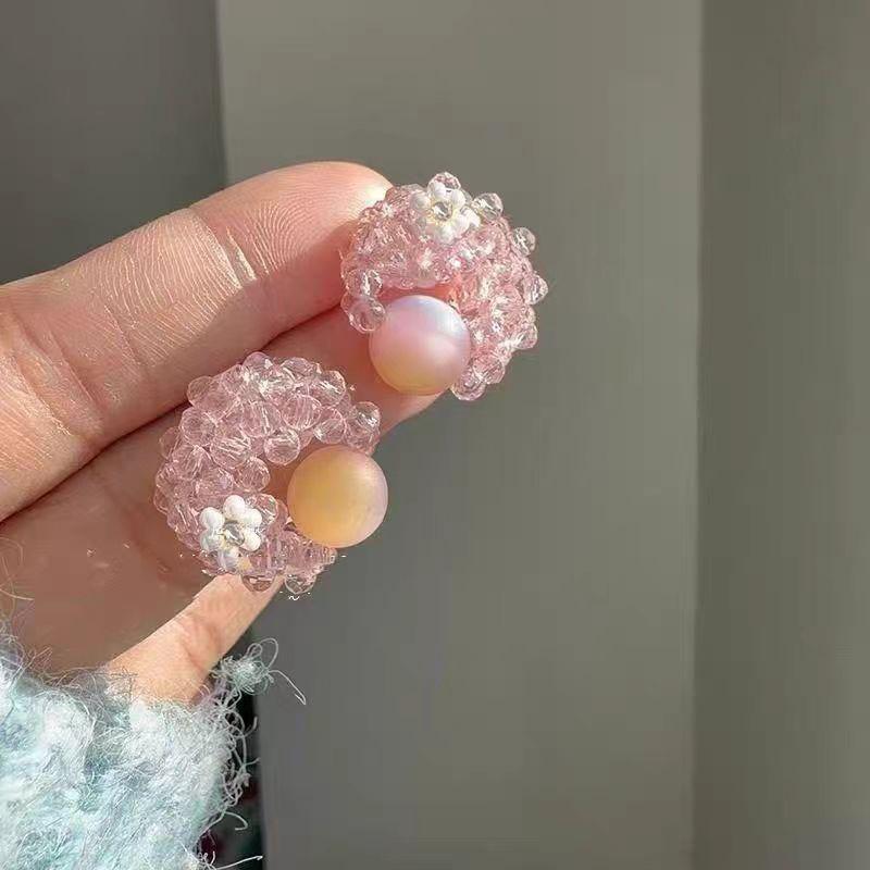 Handmade 2025 Refreshing Blue Beaded Stud Earrings - Unique High-End Vacation Style Design