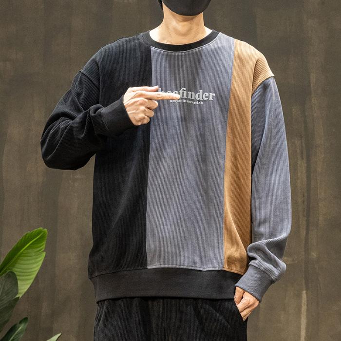 

360G Heavy Bar Velvet Knitted Splicing Sweater Men s Autumn Design Sense Loose Large Size Contrast Color Long-Sleeve Men s Clothing 5XL чёрный