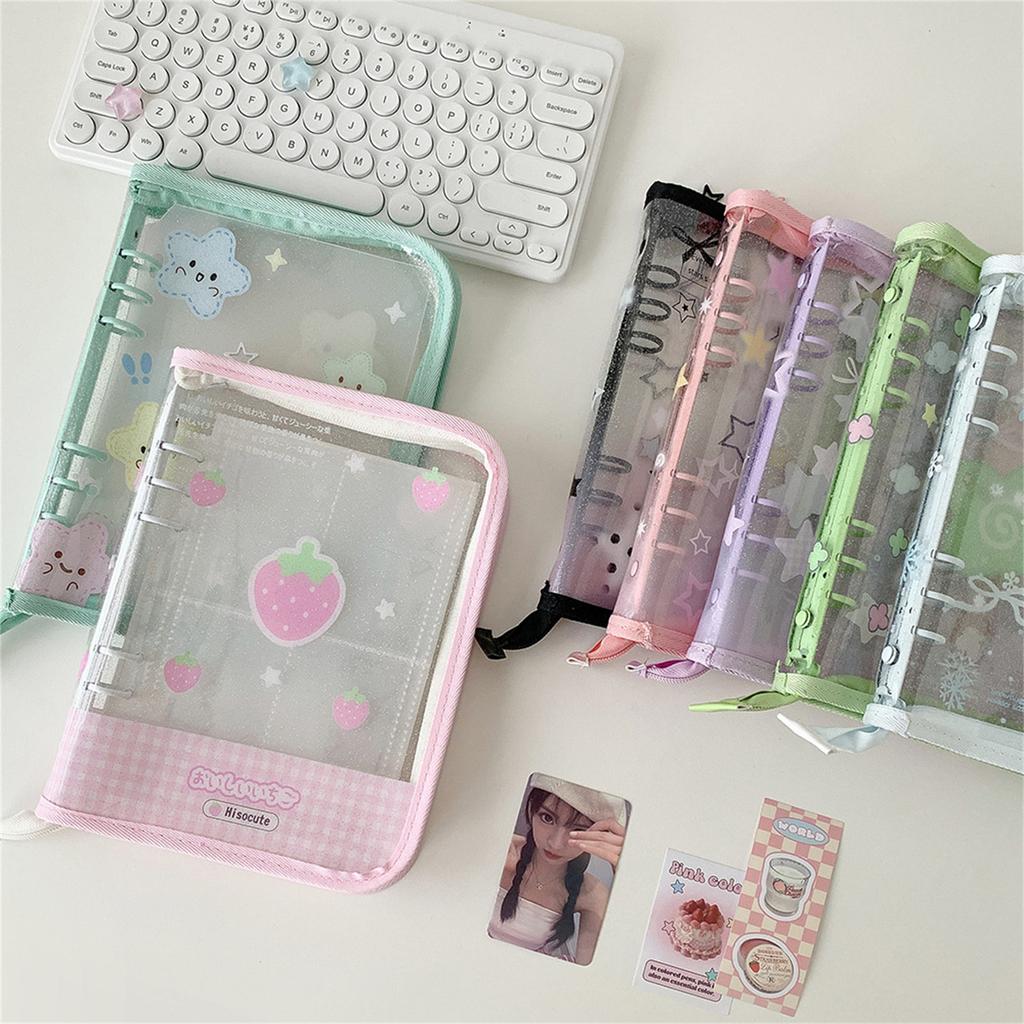 Multifunctional Cartoon Zippered Clear Photo Album Shell Card Organizers Binder Cover For 3Inch Trading Card Collector