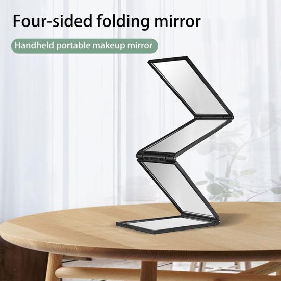 Multi-Angle Folding Self Haircutting Mirror Head Back View Available Foldable Makeup Mirror 4-Way Braiding Barber 360 Degrees Portable Handheld Mirror