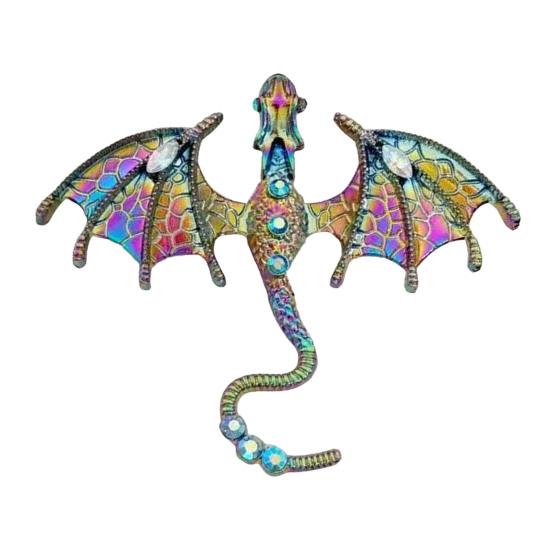 Winged Dragon Brooch Retro Colorful Dragon Brooch Pin Decorative Alloy Lapel Pin Clothes Accessory for Backpack Hats Jackets Decoration