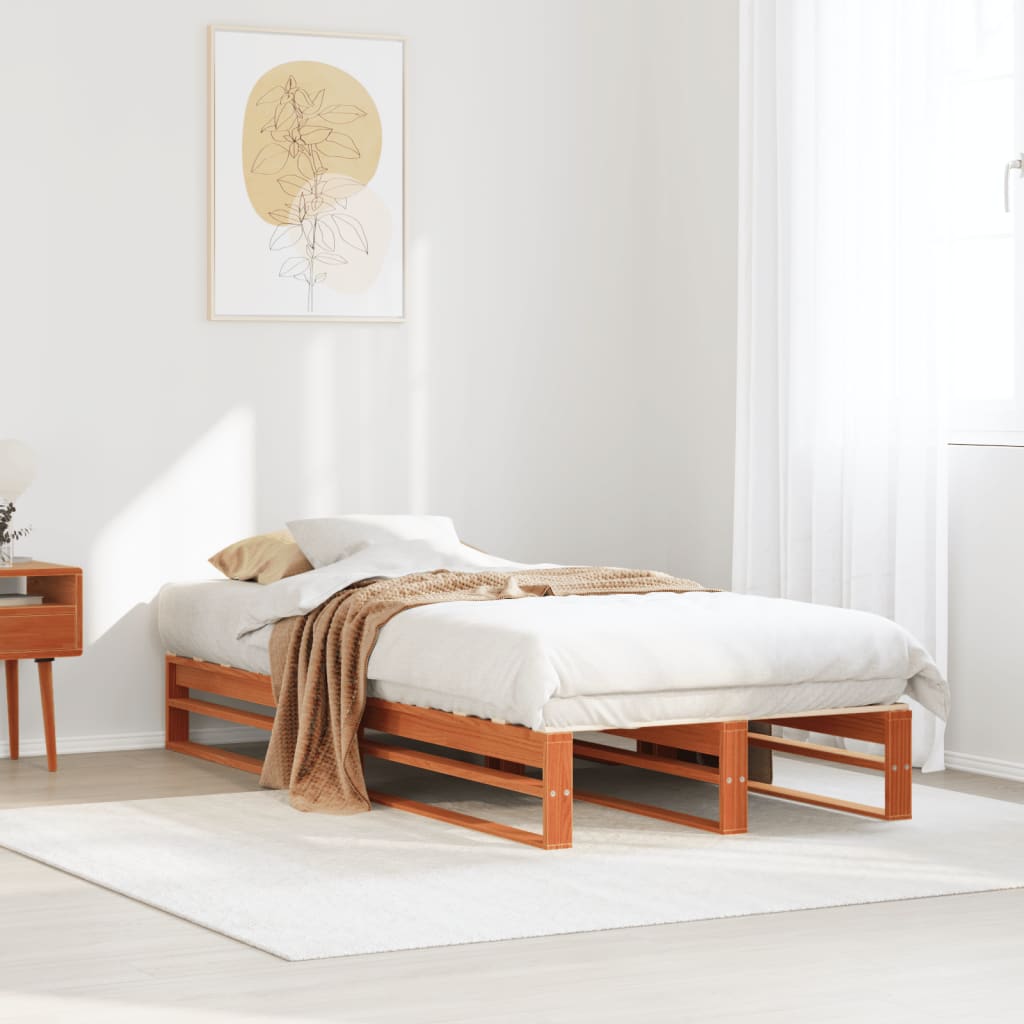Vidaxl Bed Frame Without Mattress, Waxed Brown, 90X190 Cm, Pine