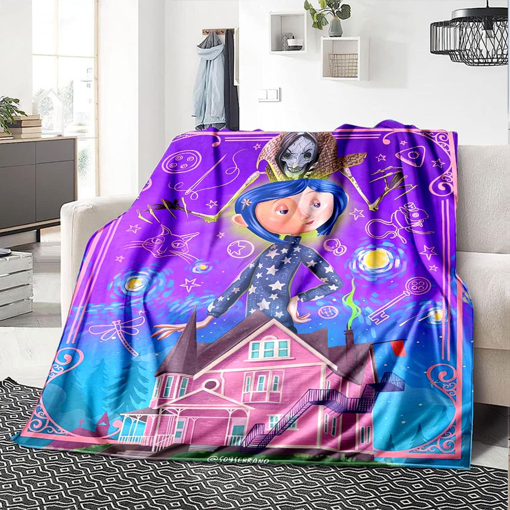 Whimsical Nighttime Adventure Flannel Blanket Super Soft Warm Cozy Blanket For Sofa Bed Office Travel Allseason Home Decor Gift