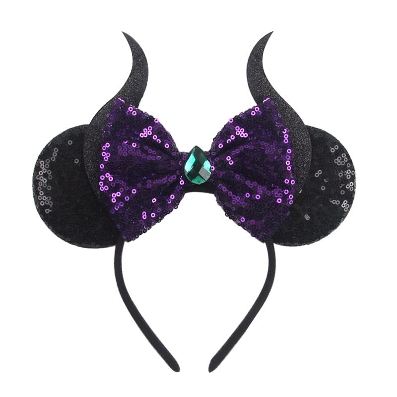Halloween Mouse Ears Headband Sequins Bow Hairband For Women Featival Party DIY Hair Accessories Boutique