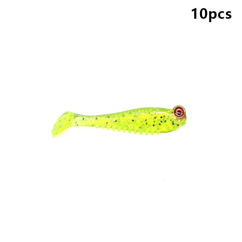10Pcs/Lot Fishing Soft Lure Luminous Fishing Lure 5Cm 1.3G Artificial Silicone Bait Worm Sea Wobbler Swimbaits For Bass Tackle