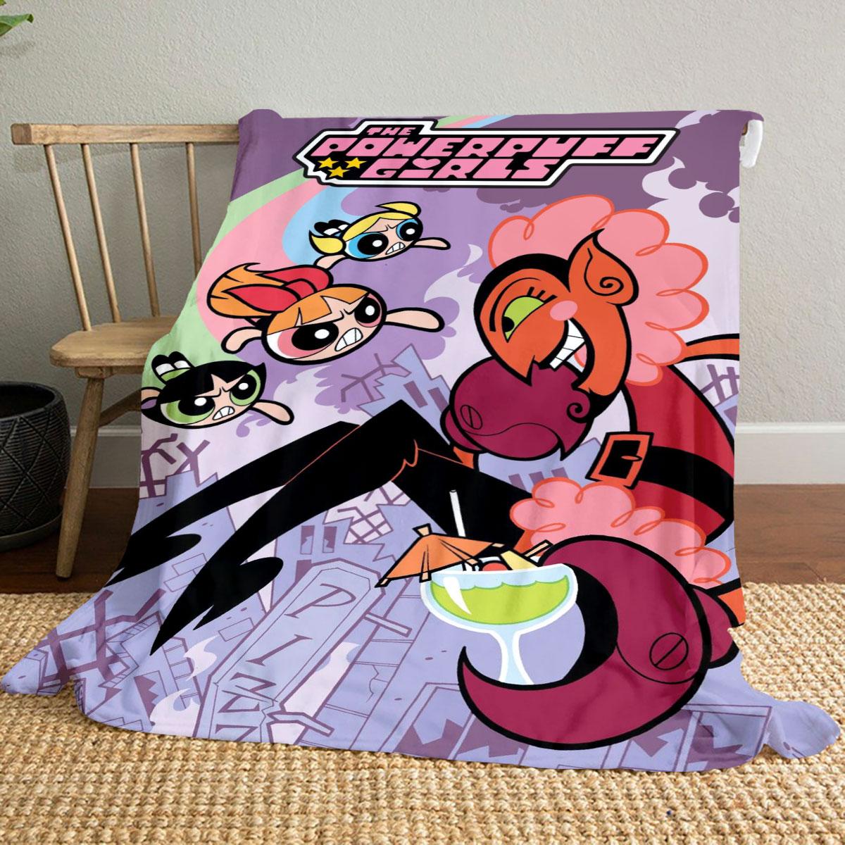 

The Powerpuff Girls cartoon print blanket is warm, comfortable, and soft, making it ideal for sofas, beds, or travel. 75x90cm