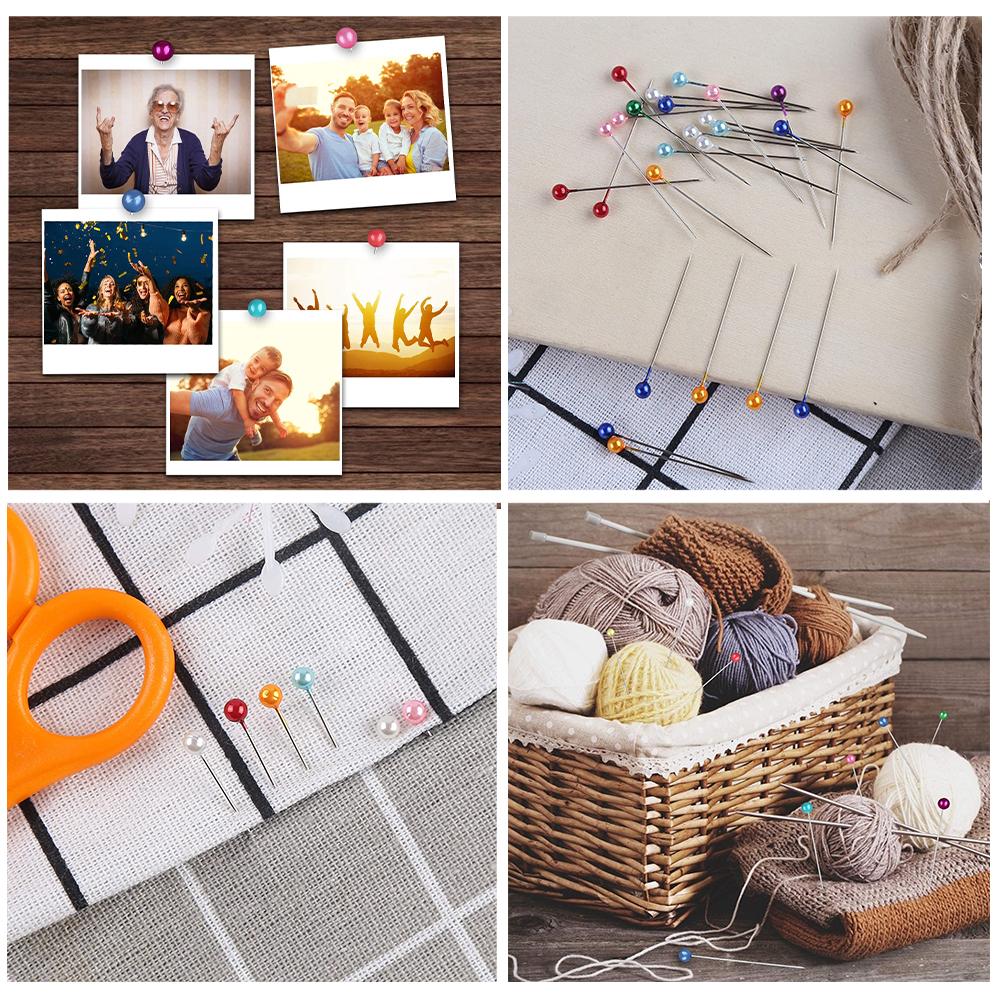 100 Stück/Karton 38 cm Bunte Runde Perlkopf-Nadeln Gerade Stich-Schiebe-Nähnadeln Für Schneiderarbeiten Positionierung DIY-Nähwerkzeuge