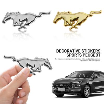 BLFE6 2pcs 3D Metal Car Styling Mustang Emblem Sticker Body Trunk Decor Decal Auto Accessories For Focus Kuga Mondeo Max Fusion