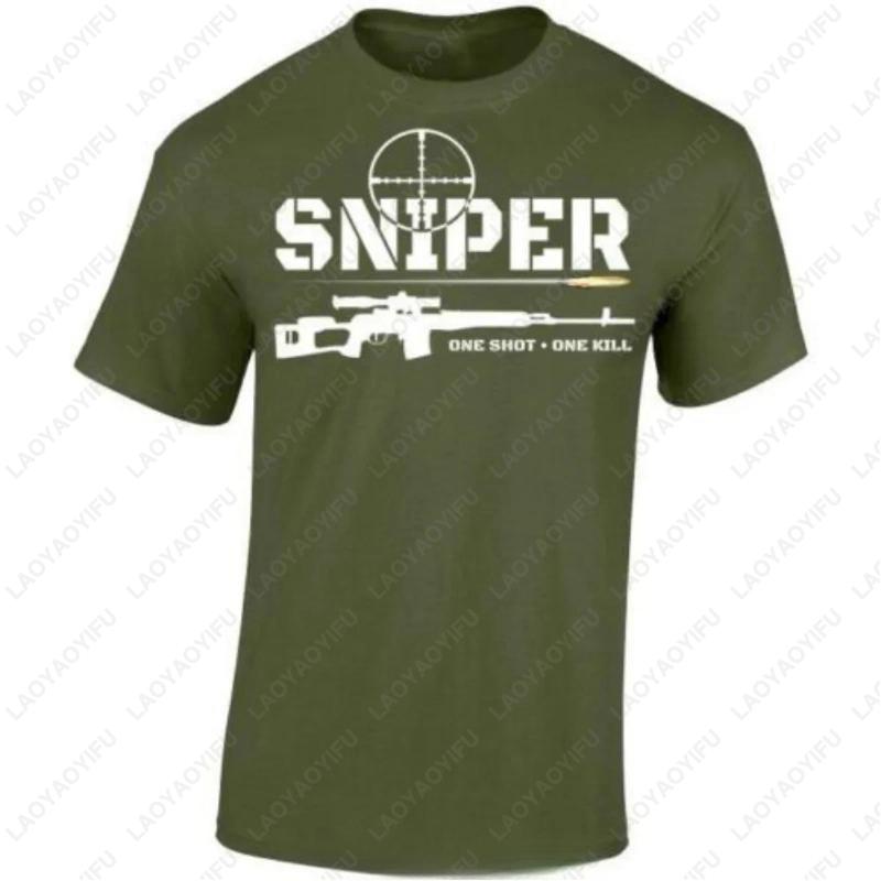 Unique Design Sniper One Shot One Kill Tshirt Cotton Short Sleeve Men Tee New Streetwear Casual Camisetas Comfortable Adult Tops