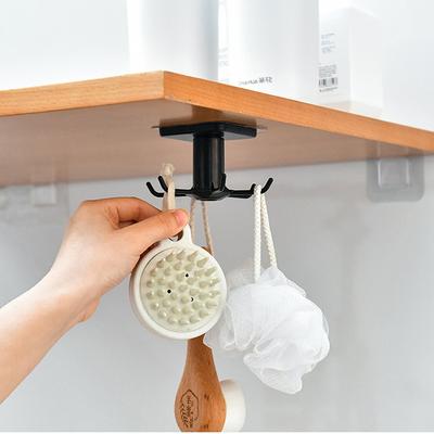 No-punch Kitchen Wall Storage Rack Rotating Hooks Spatulas and Spoons Kitchenware Wall-mounted Sticky Hooks