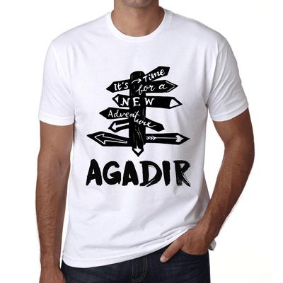 Herren Vintage T-Shirt Grafik T-Shirt Zeit für neue Abenteuer Agadir Weiß