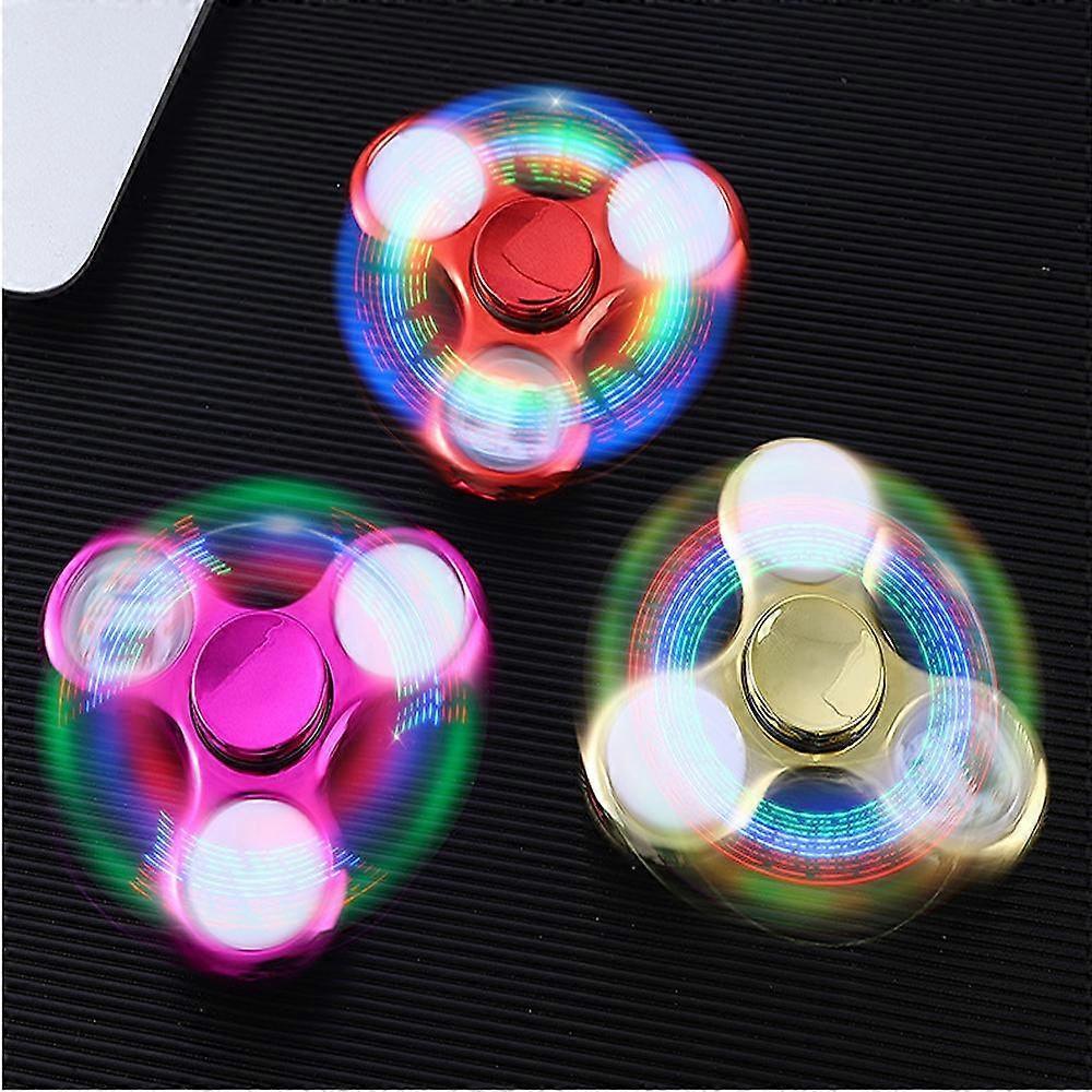 Creative Led Light Luminous Fidget Spinner Changes Golw In The Dark Stress Relief Toys For Kids ,6PCS