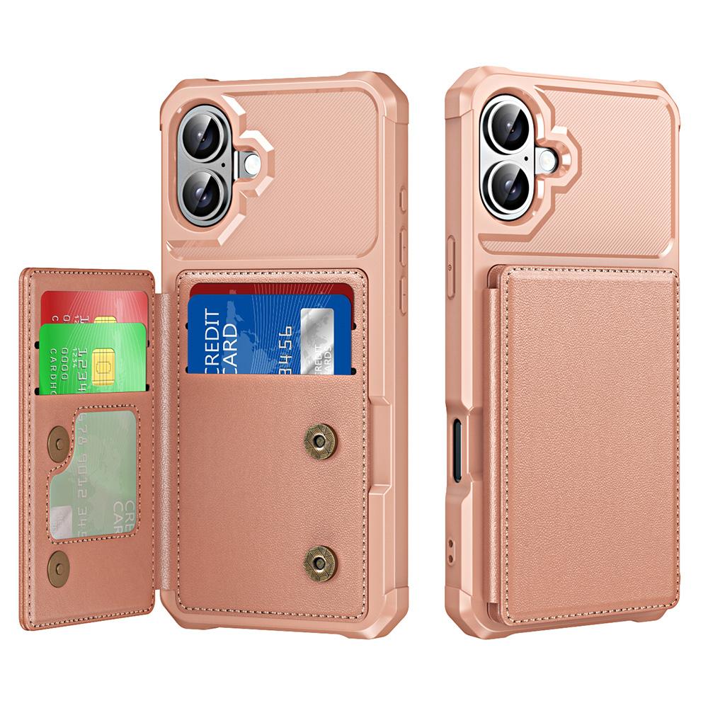 For iPhone 16 Case Card Slot Kickstand Leather+TPU Reinforced Corner Phone Cover