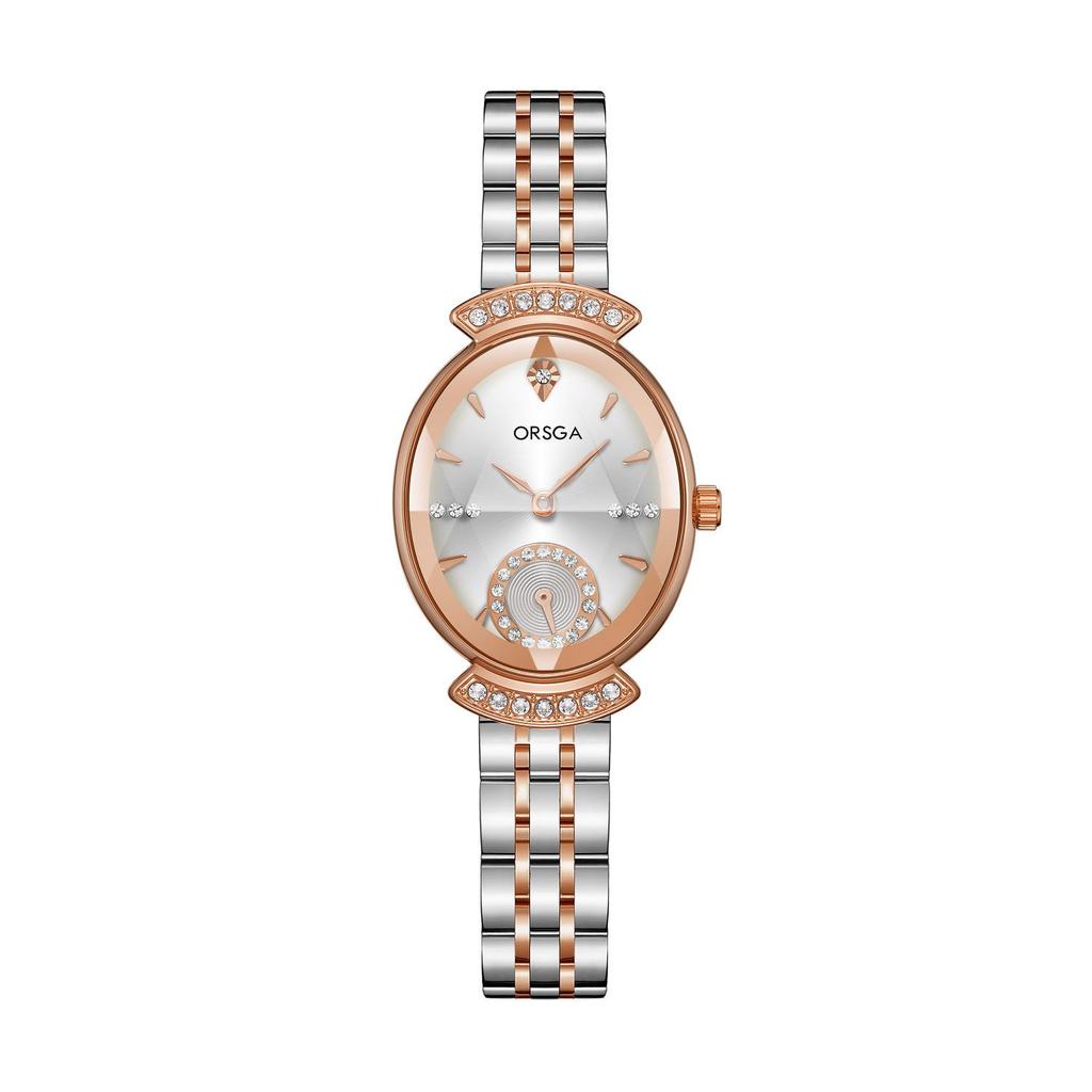 ORSGA Women's Oval Diamond-set Fashion Watch with Prismatic Mirror and Quartz Movement