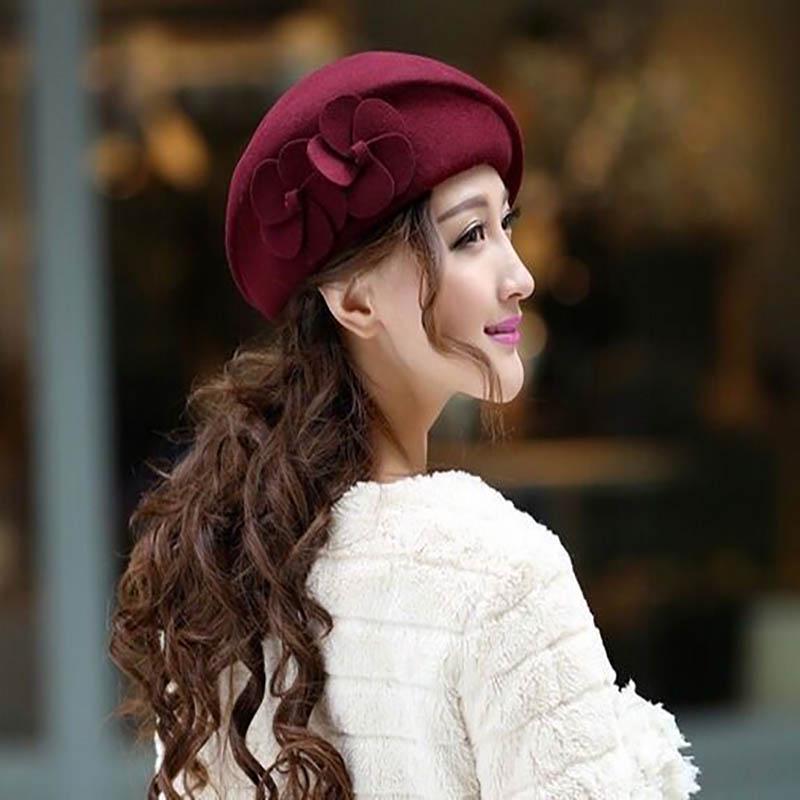 Elegant Felt Fashion Women French Style Beret Beanie Warm Pillbox Hat Tam Cap