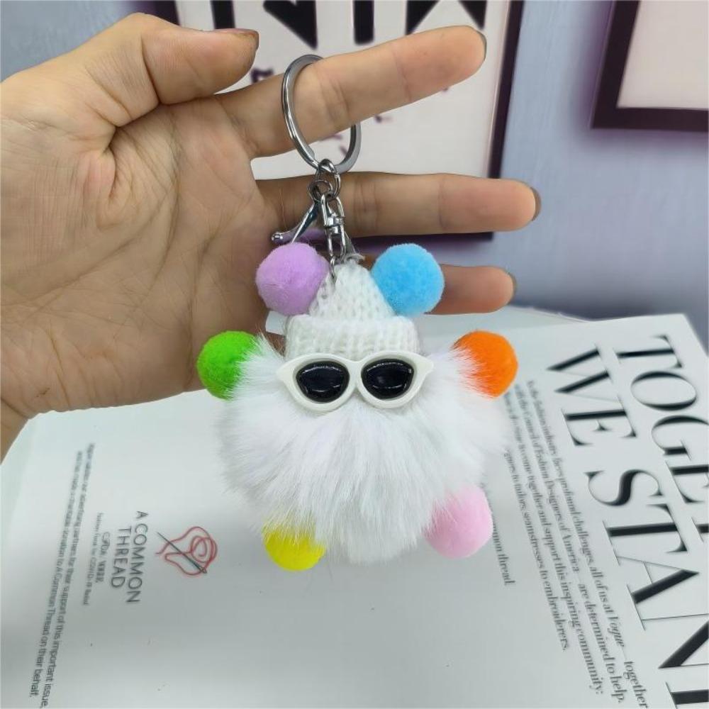 

Imitation Plush Pendant Cartoon Coal Ball Key Bag Plush Doll Pendant Keychain Cute Solid Color Accessories