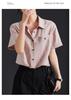 Embroidered collar short sleeved linen shirt for women, 2026 summer commuting versatile shirt, small shirt