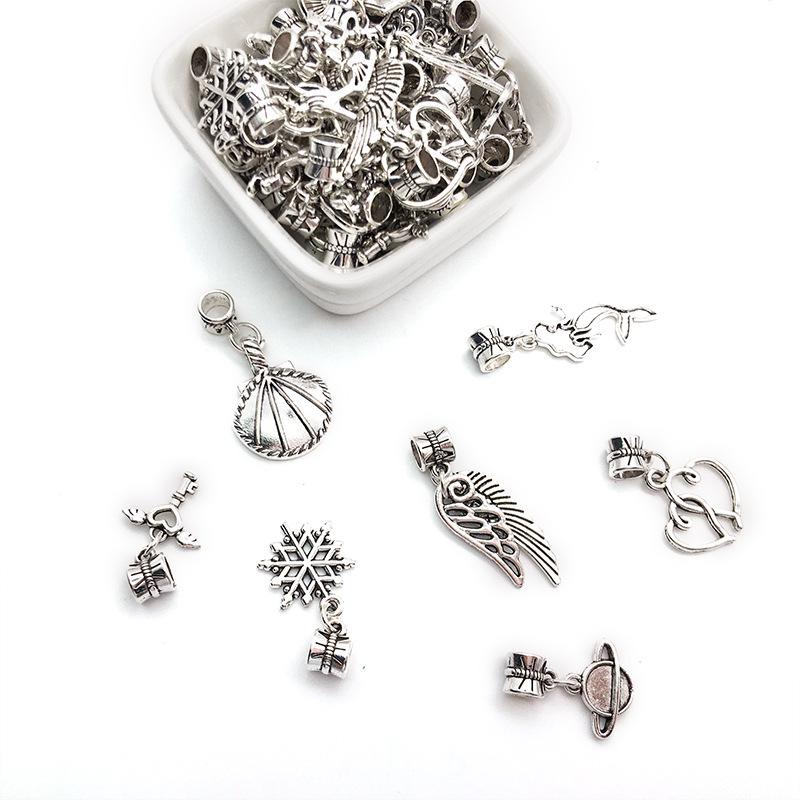 Handmade DIY Jewelry Set: 10 Colorful Beaded Bracelets with Pendants and Large Hole Beads