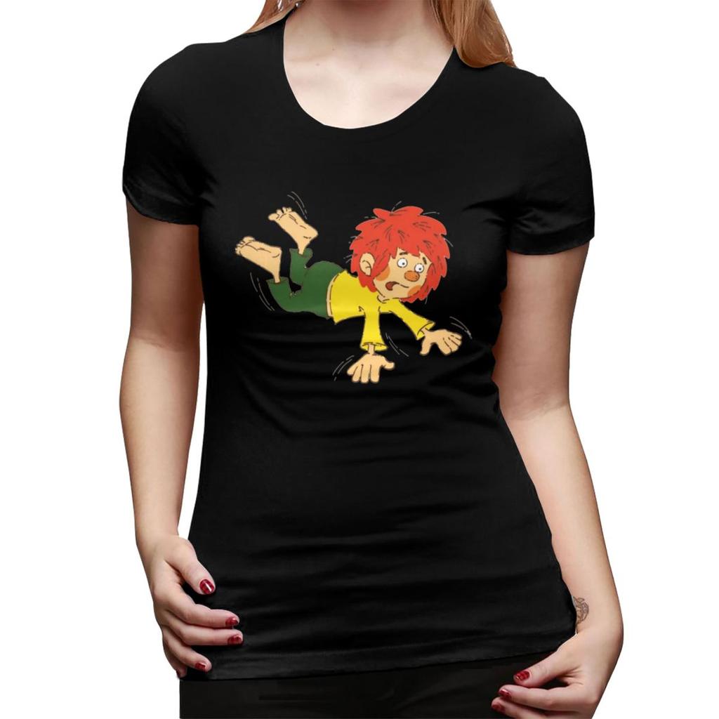 Pumuckl Falling TShirt for Women Round Neck Streetwear T Shirts Womens Short Sleeve Summer Clothes Tops
