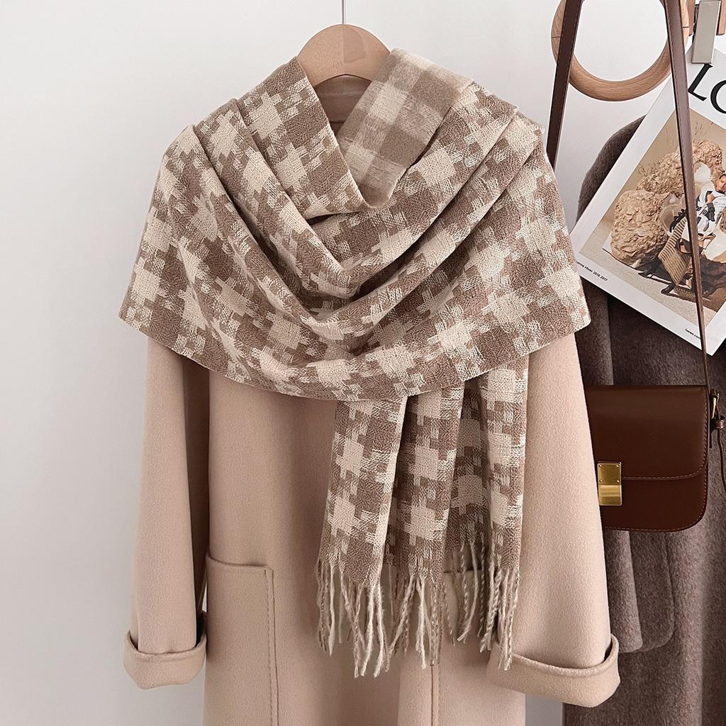 Premium Tassel Scarf Winter Long Imitation Cashmere Retro Plaid Shawl Korean Version Thickened Scarf To Keep Warm Couple