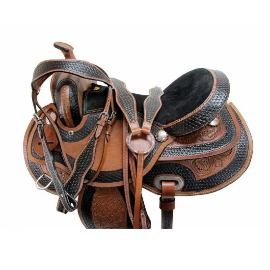 Premium Western Leather Barrel Racing Horse Saddle Suede Seat