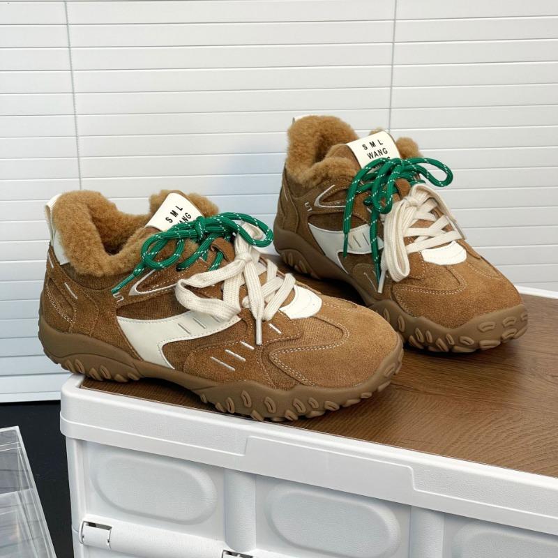 Small Inner Height Increase Women's New Cotton Shoes Autumn and Winter Velvet Versatile Sports Dad Shoes