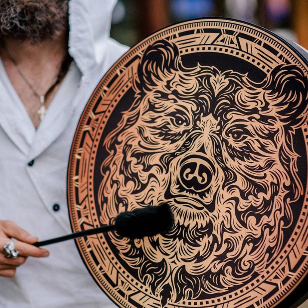 Shaman Drum With Drum Stick Sound Healer Siberian Shaman Alchemical Moon Drum for Spiritual Music, Reflection Meditation