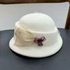 French high-quality hemp yarn flower beret children autumn and winter Australian wool pot hat celebrity style sweet top hat