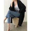 Women's Solid Color Long Open Knit Cardigan, Fashion Vacation Sweater Coat for Autumn Winter