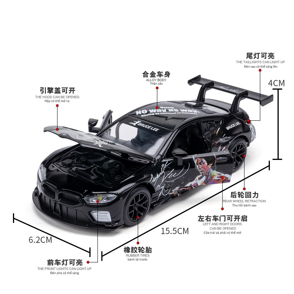 1:32 BMW M8 GTE Alloy Sports Car Model Diecast Metal Track Racing Car Vehicle Model Simulation Sound and Light Children Toy Gift