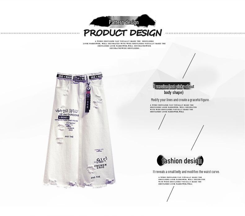 Damen Übergröße High Waist Denim Midi Rock - Schlankmachender, Lässiger A-Linien Bodycon für Frühling/Sommer