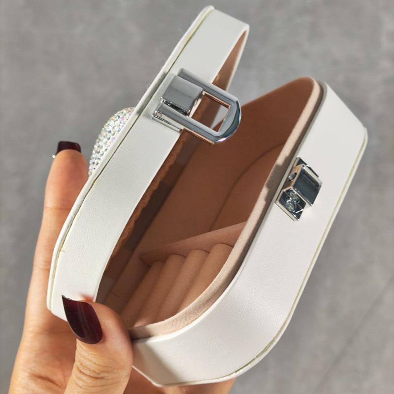Elegant Heart-Shaped Rhinestone Jewelry Box for Earrings, Rings, and Necklaces